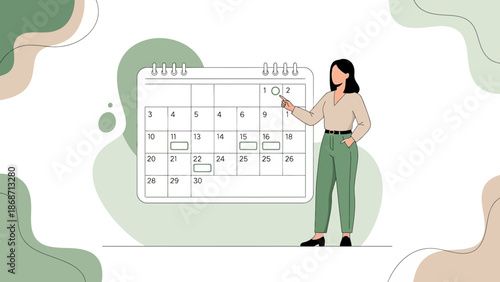 Woman Planning Schedule on Calendar