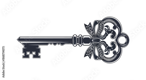 An ornate antique key with intricate detailing a classic symbol of access silhouette