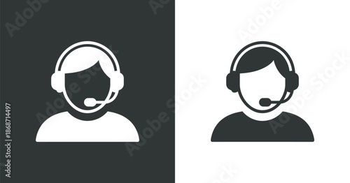 A striking visual representation showcases two distinct human head silhouettes with headsets symbolizing communication and customer service concepts high quality