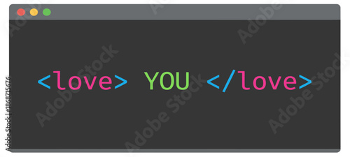 Programmer code editor window with Love You syntax.