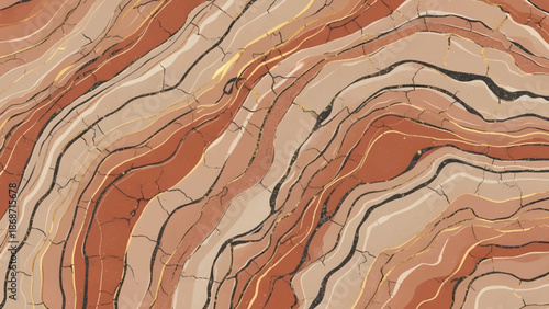 Abstract wavy marble pattern with flowing lines in warm earthy tones background