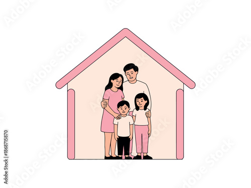 Happy Family Standing Inside House
