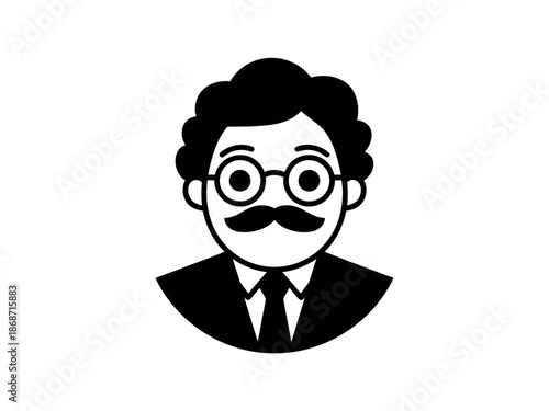 Cartoon Businessman with Glasses Mustache