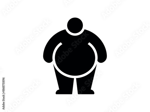 Obese Person Icon with Waistline Measurement