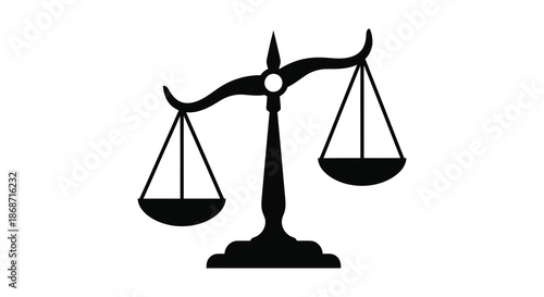 A striking black scales of justice image symbolizing balance fairness and legal representation silhouette