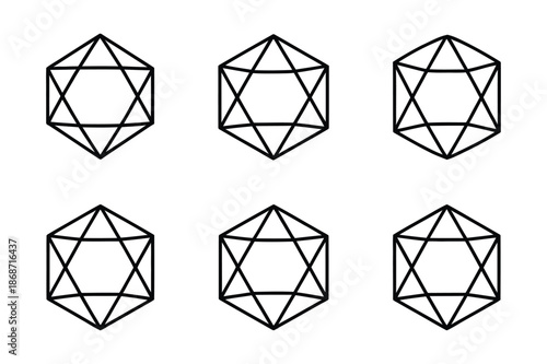 Sacred Geometry Hexagonal Star Abstract Linear Shape Icons