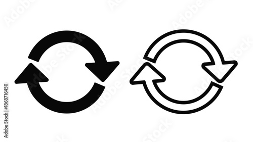 Two circular arrows one solid and one outline graphic design silhouette