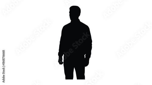 A full body depiction of a human figure in dark shadow silhouette