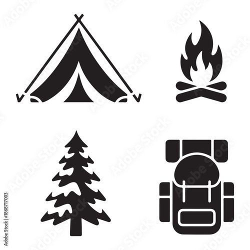 Hot drink thermos silhouette for winter camping and cold travel