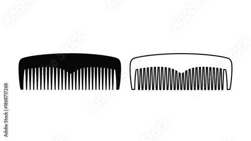 Two hair combs displayed side by side a striking black silhouette