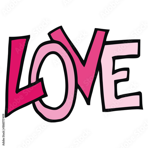 LOVE Word Art Clipart – Bold Pink and Red Typography Illustration