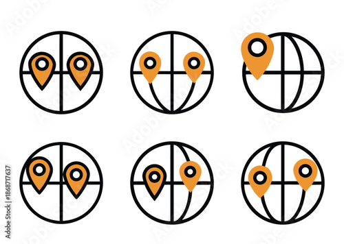 Global Location Icons showing different marker counts and positions worldwide