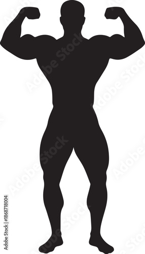 3D illustration of a strong muscular athlete silhouette featuring a fit bodybuilder torso with defined chest and abs for fitness and medical anatomy