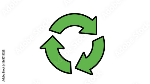 Green recycling symbol with three chasing arrows a bold silhouette