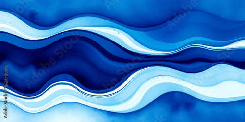 Abstract A calming blue water wave illustration evokes serenity and flow. It's a visually stunning design perfect for conveying a sense of fluidity and peace.