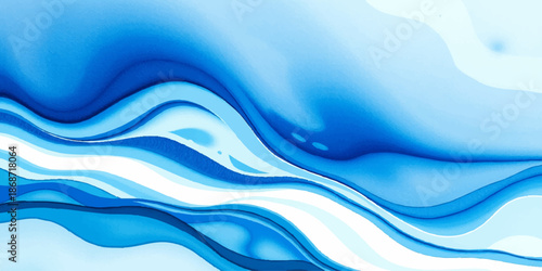 Abstract A mesmerizing display of fluid, swirling aquatic waves in varying shades of blue, reminiscent of the ocean's depth and movement. 