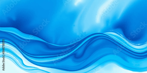 Abstract flowing blue waves, a serene and calming image evokes a sense of tranquility. The vibrant blend of blues represents fluidity, depth.