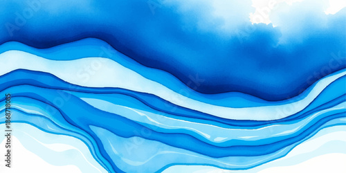 Abstract composition of fluid layers of blue, evoking the serenity of water. This image uses subtle gradients to create a sense of depth and movement.