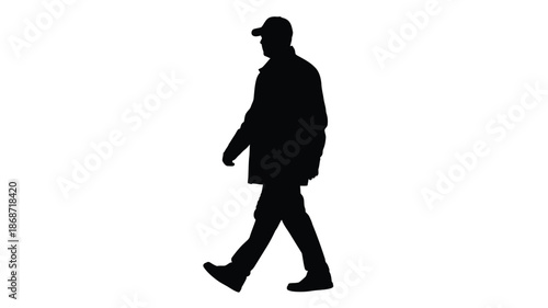 A man walking forward in a casual outfit depicted as a silhouette