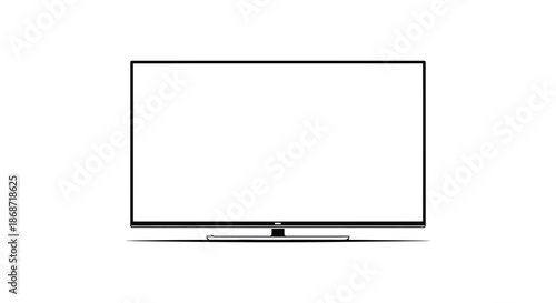 a sleek modern television set with a blank white screen displayed on a surface silhouette