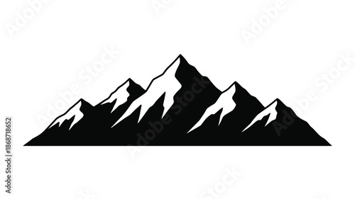 Dramatic mountain range graphic with a striking black silhouette