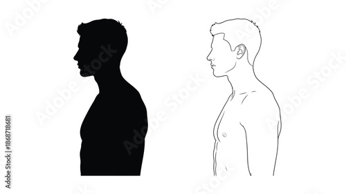 Side profile depictions one as a dark shape a striking silhouette