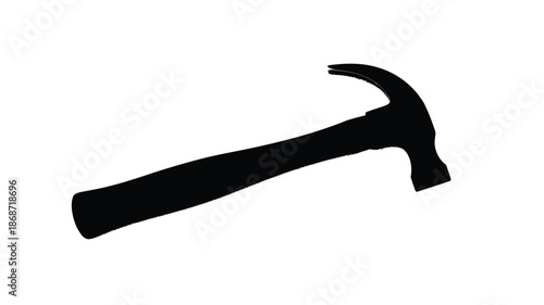A striking black silhouette of a common claw hammer tool silhouette