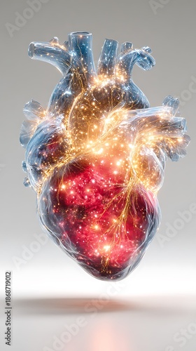 Sci fi digital heart illuminated by glowing energy high resolution picture