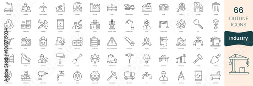 Set of industry  icons. Thin outline icons pack. Vector illustration