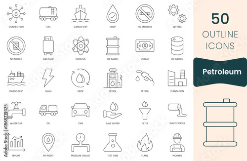 Set of petroleum  icons. Thin outline icons pack. Vector illustration