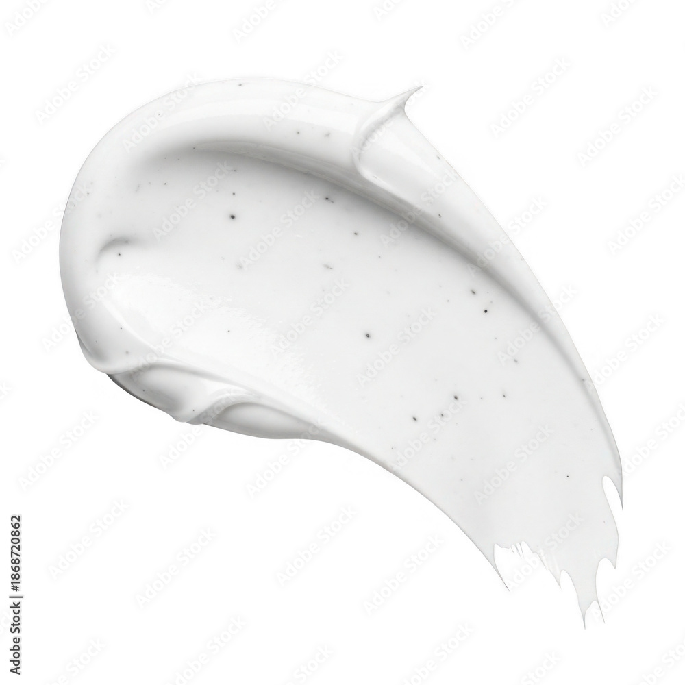 Fototapeta premium White cream smear with small particles isolated on transparent background