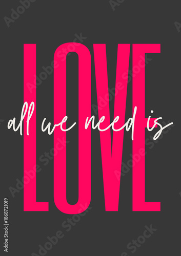 Valentines Day poster design, love quote greeting card