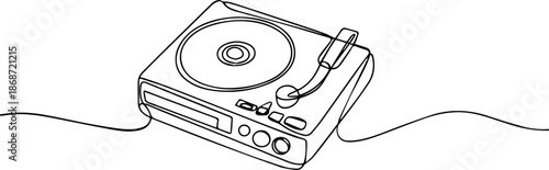 cassette tape continuous line vector illustration, Continuous one line drawing of CD player. Single line art CD icon. Vector illustration, Set of cd, dvd player and monitors one line. Electronic tools