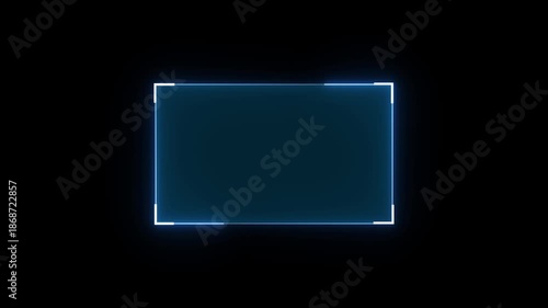 Futuristic neon HUD callout frame for digital interface. Sci fi HUD lower third with copy space for broadcast titles. Neon UI screen overlay for gaming and news use. News mocup frame, hud elements.