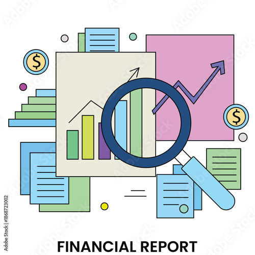Financial Office Report,Business report, Corporate document, Financial analysis,economic report, company performance