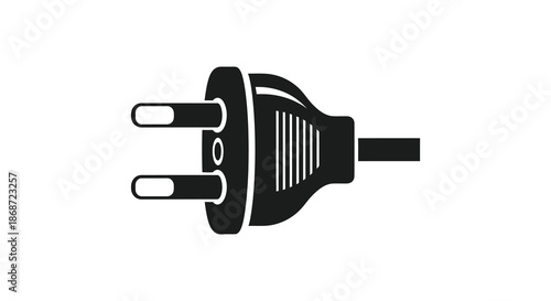 A stark black and white depiction of a standard electrical plug a common power source silhouette