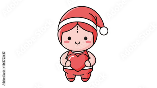 Cartoon Elf Holding Heart Shaped Object.