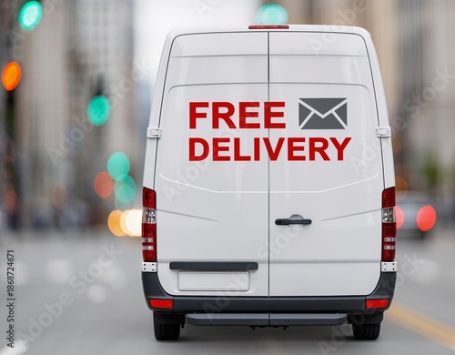 White Delivery Van with Red 