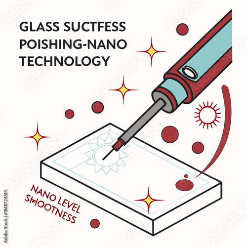 Advanced Glass Surface Polishing Technology for Nano-Level Smoothness and Optical Clarity, Precision Engineering Vector