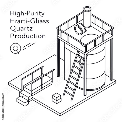 Advanced Manufacturing of Crystalline Quartz Glass with High Purity Standards for Optical Applications, Vector Illustration