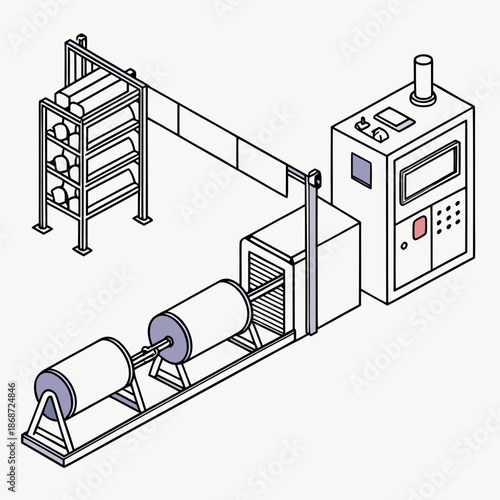 High Tech Glass Fiber Production Line for Continuous Filament Manufacturing and Composite Materials, Industrial Vector