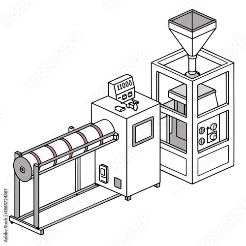 Advanced Continuous Glass Fiber Manufacturing Process for Industrial Insulation and Reinforcement, Vector Illustration