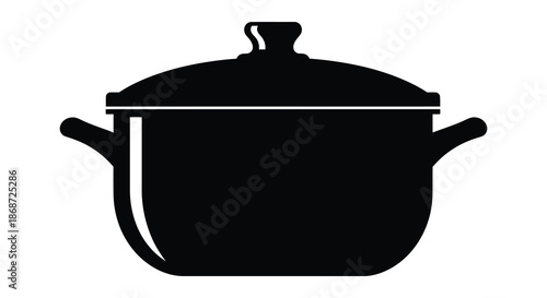 A striking black silhouette of a cooking pot with handles and a lid a kitchen essential silhouette
