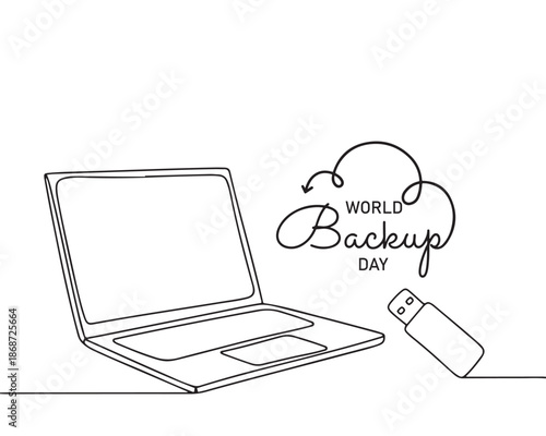 World Backup Day vector. Backup computer data vector. Laptop with uploading cloud icon vector. World Backup Day Poster, March 31. Important day