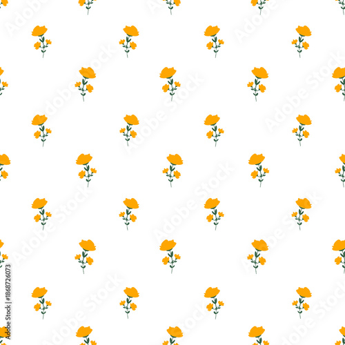 seamless floral pattern with yellow flowers 