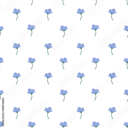 seamless pattern with light blue flowers 