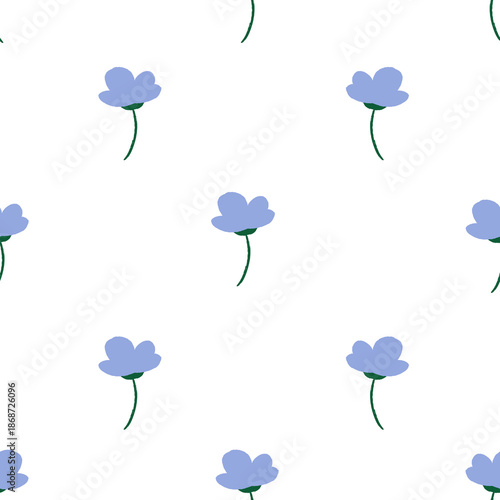 seamless pattern with light blue flowers