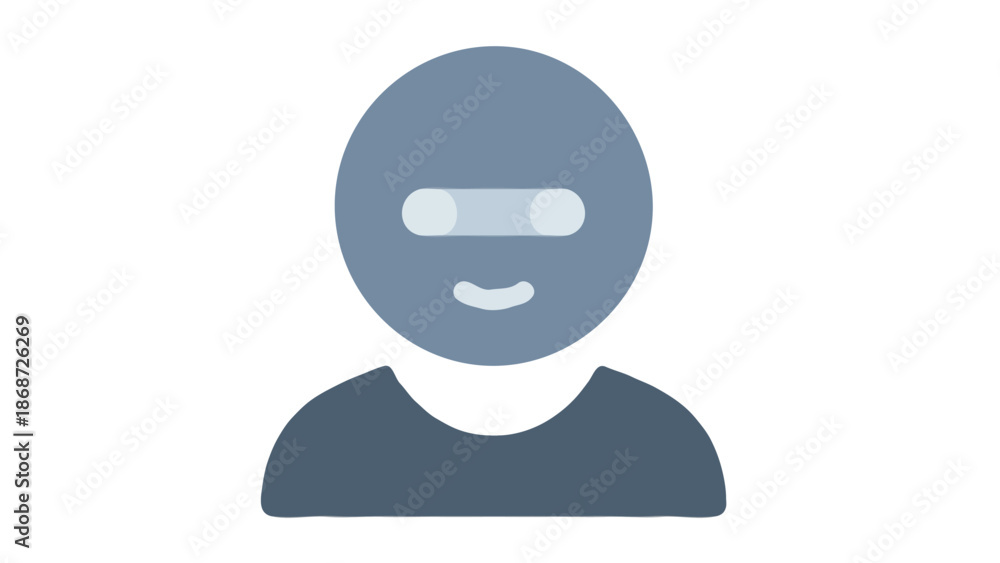 Fototapeta premium Friendly robot avatar icon, blue humanoid bot character for AI assistant or customer support chatbot