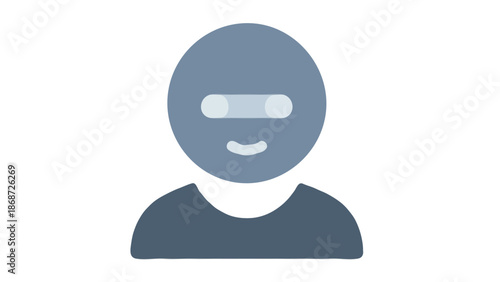 Friendly robot avatar icon, blue humanoid bot character for AI assistant or customer support chatbot