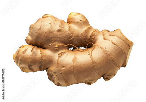Fresh ginger root on white background